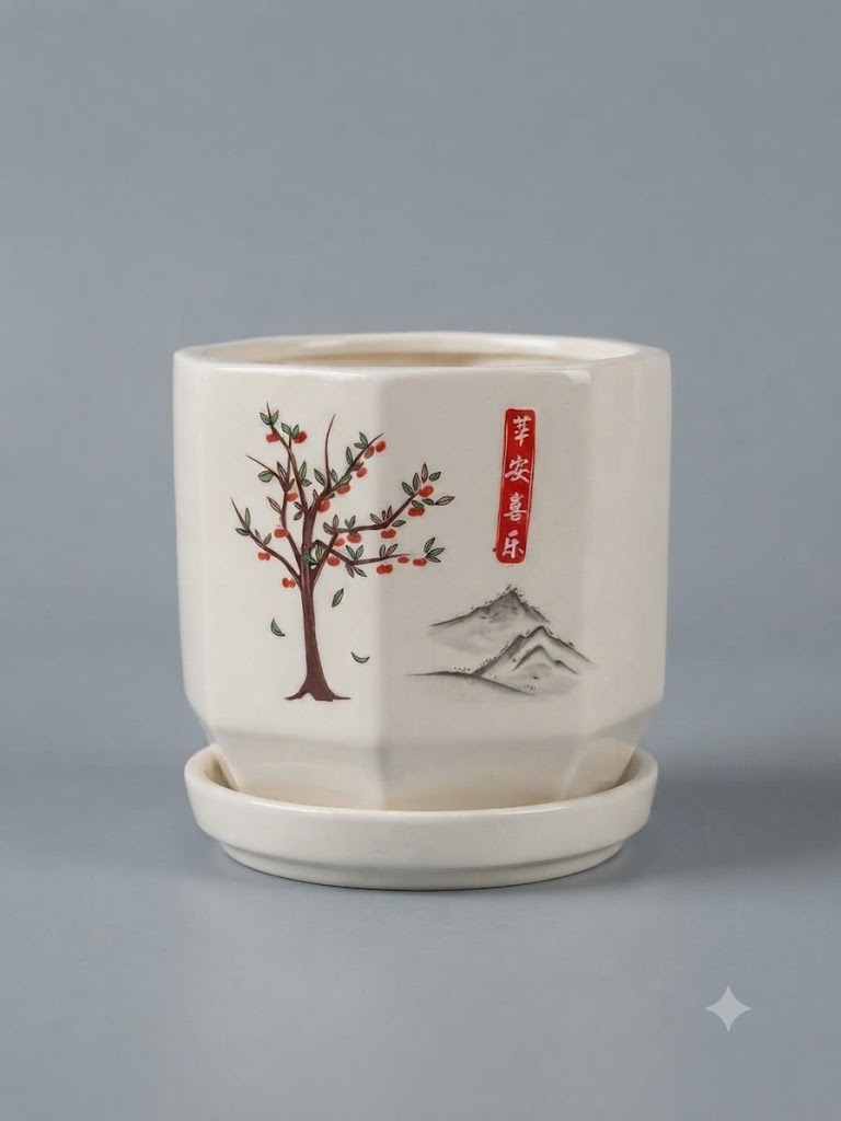 Chậu sứ họa tiết